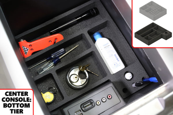 Red Hound Auto Center Console Organizer 2 Piece Stacking Set Vehicle Organizational System Inserts Compatible with Ford F-150 F150 Full Console 2009 2010 2011 2012 2013 2014 Black Anti-Rattle USA Made