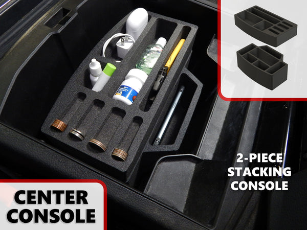Red Hound Auto Center Console Organizer 2 Piece Stacking Set Vehicle Insert Compatible with Dodge Ram 1500 2500 3500 2013 2014 2015 2016 2017 2018 Black Only FITS Full Console Bucket SEAT