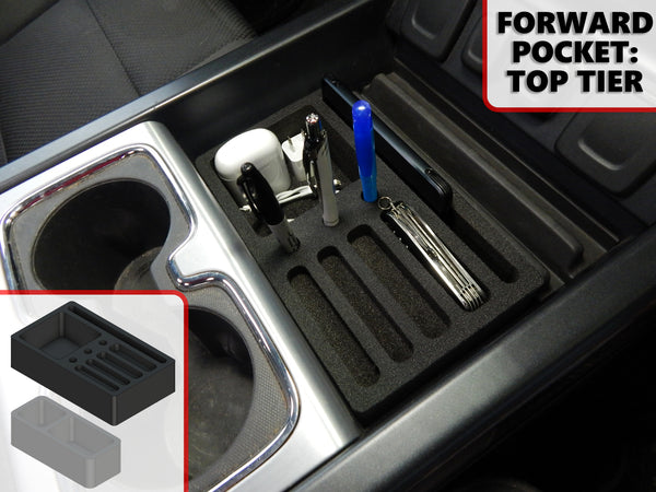 Red Hound Auto 6 Piece Vehicle Organizer Center Console Forward Pockets Glove Box Insert Compatible with Chevy Chevrolet GMC Silverado Sierra 1500 2500 2015 2016 2017 2018 Full Floor Console Only