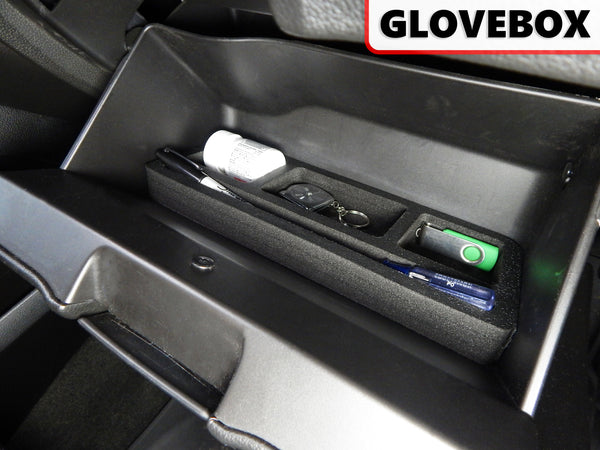 Red Hound Auto Glove Box Organizer Insert Organizational System Compatible with Chevy Chevrolet GMC Silverado Sierra 1500 2500 2015 2016 2017 2018 Black  Full Floor Console Only