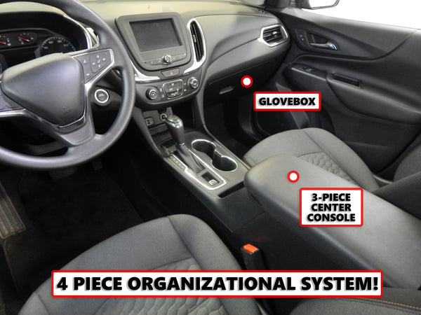 Red Hound Auto Full 4 Piece Vehicle Organizer Center Console Glove Box Inserts Compatible with Chevrolet Chevy Equinox 2018-2019 Black