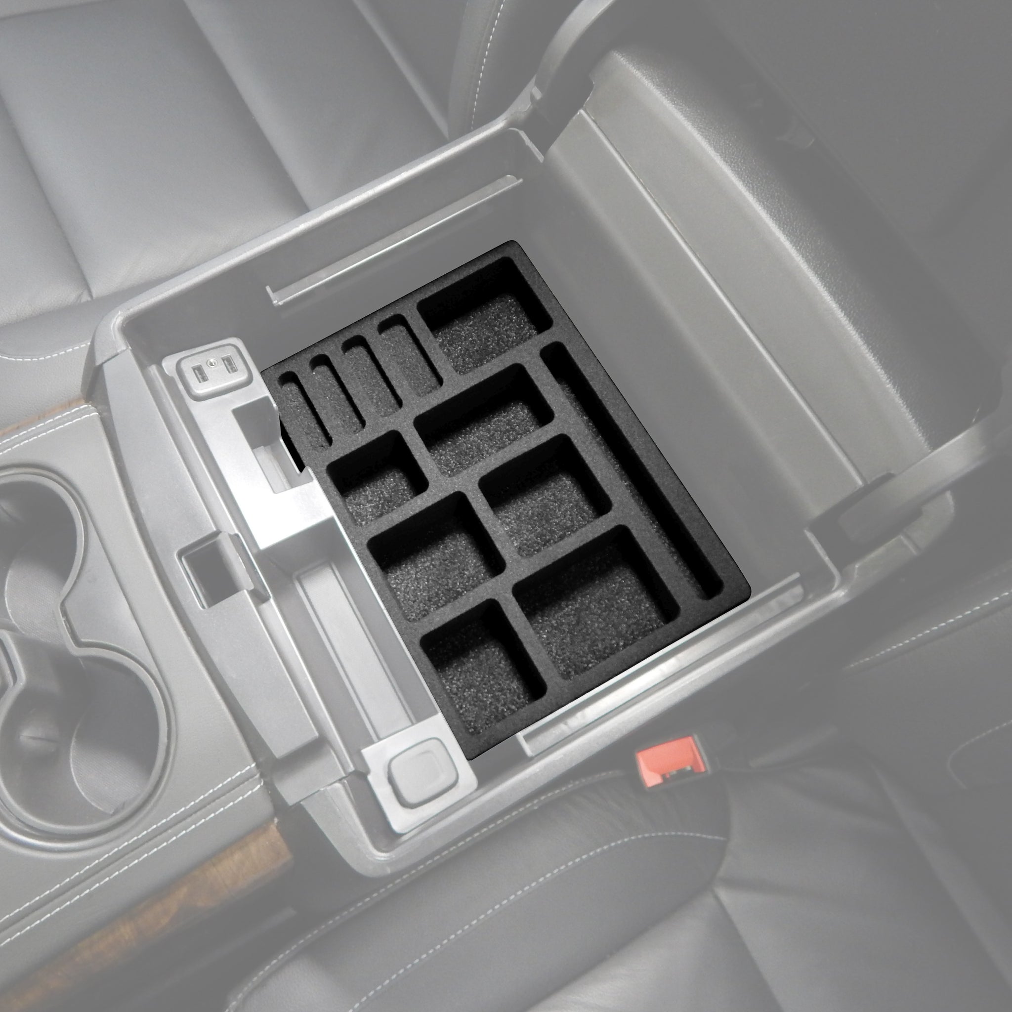 Red Hound Auto Center Console Organizer 3 Piece Stacking Set Vehicle Inserts Compatible with Chevy Chevrolet GMC Suburban Yukon XL 2015 2016 2017 2018 2019 Black  Full Floor Console Only