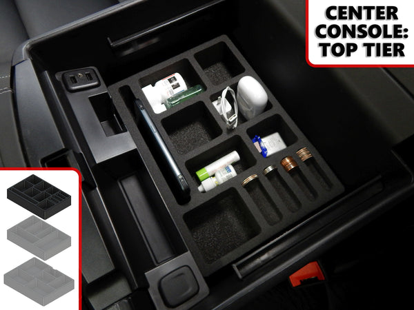 Red Hound Auto Center Console Organizer 3 Piece Stacking Set Vehicle Inserts Compatible with Chevy Chevrolet GMC Suburban Yukon XL 2015 2016 2017 2018 2019 Black  Full Floor Console Only