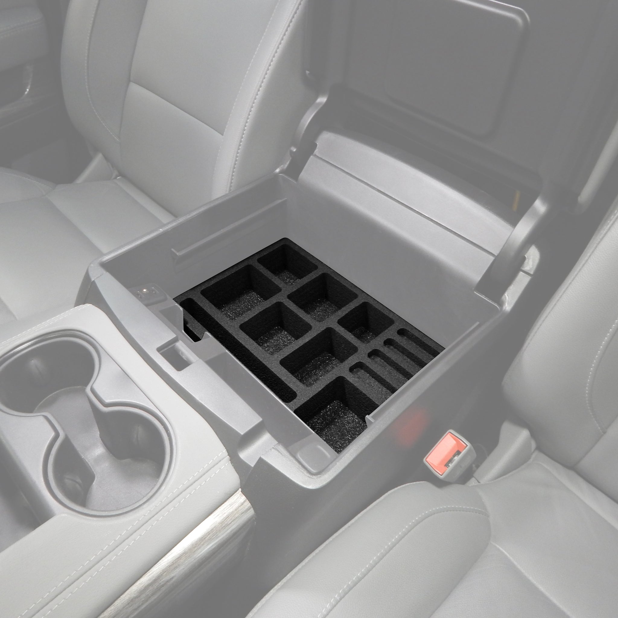 Red Hound Auto Full 4 Piece Vehicle Organizer Center Console Glove Box Inserts Compatible with Chevy Chevrolet GMC Tahoe Yukon 2015 2016 2017 2018 2019 USA Made Full Floor Console Only