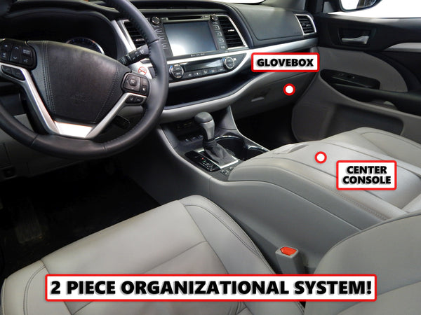 Red Hound Auto Complete 2 Piece Vehicle Organizer Center Console Glove Box Inserts Compatible with Toyota Highlander 2014 2015 2016 2017 2018 2019 Black Anti-Rattle