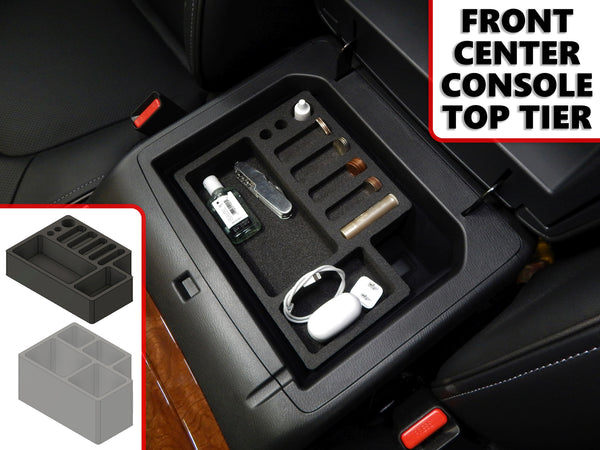 Red Hound Auto Front Center Console Organizer 2 Piece Stacking Set Vehicle Inserts Compatible with Infiniti QX80 2018-2019 Black Anti-Rattle