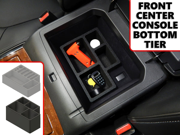 Red Hound Auto Front Center Console Organizer 2 Piece Stacking Set Vehicle Inserts Compatible with Infiniti QX80 2018-2019 Black Anti-Rattle