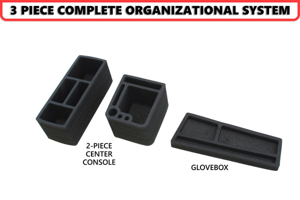 Red Hound Auto Full 3 Piece Vehicle Organizer Center Console Glove Box Forward Inserts Compatible with Chrysler Pacifica 2017 2018 2019 Black Anti-Rattle