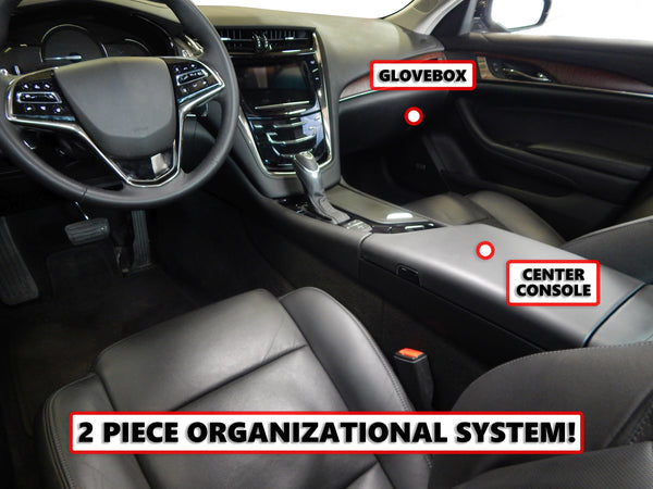 Red Hound Auto Complete 2 Piece Vehicle Organizer Center Console Glove Box Inserts Compatible with Cadillac CTS 2014 2015 2016 2017 2018 2019 Black Anti-Rattle