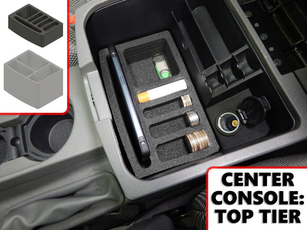 Red Hound Auto Center Console Organizer 2 Piece Stacking Set Vehicle Organizational System Inserts Compatible with Nissan Frontier 2005-2019, Xterra 2005-2015 Black Anti-Rattle