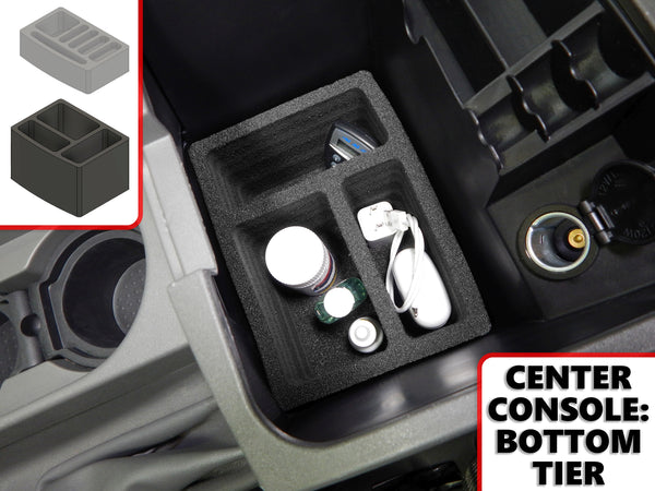 Red Hound Auto Center Console Organizer 2 Piece Stacking Set Vehicle Organizational System Inserts Compatible with Nissan Frontier 2005-2019, Xterra 2005-2015 Black Anti-Rattle