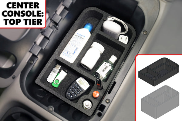 Red Hound Auto Center Console Organizer 2 Piece Stacking Set Organizational System Inserts Compatible with Chevrolet Chevy GMC Silverado Sierra 1500 2500 1999-2002 Black for Full Floor Console Only
