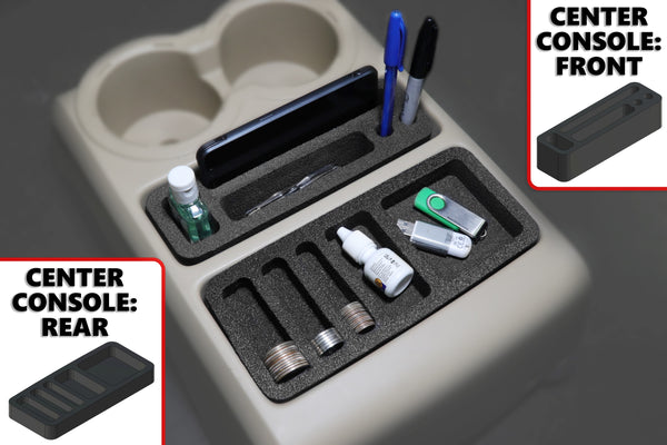 Red Hound Auto Center Console Organizer 2 Piece Set Vehicle Organizational System Inserts Compatible with Ford F-450 F450 2008 2009 2010 Bucket Seats Only, Manual Transmission Only Black
