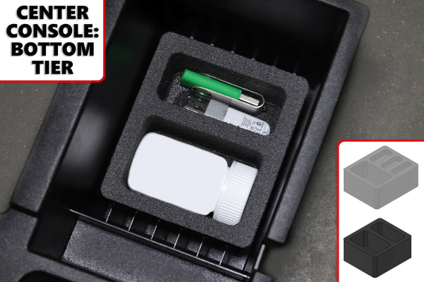 Red Hound Auto Center Console Organizer 2 Piece Stacking Set Vehicle Organizational System Inserts Compatible with Chrysler Dodge Durango 2004-2009, Aspen 2004-2009 Black Anti-Rattle