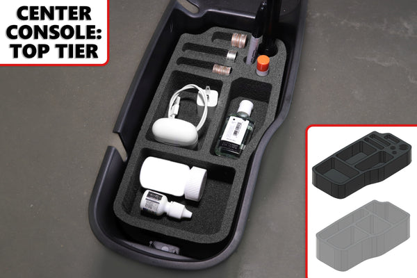 Red Hound Auto Center Console Organizer 2 Piece Stacking Set Vehicle Organizational System Inserts Compatible with Chevrolet Chevy GMC Tahoe Suburban Yukon 1995-1999 Black Anti-Rattle