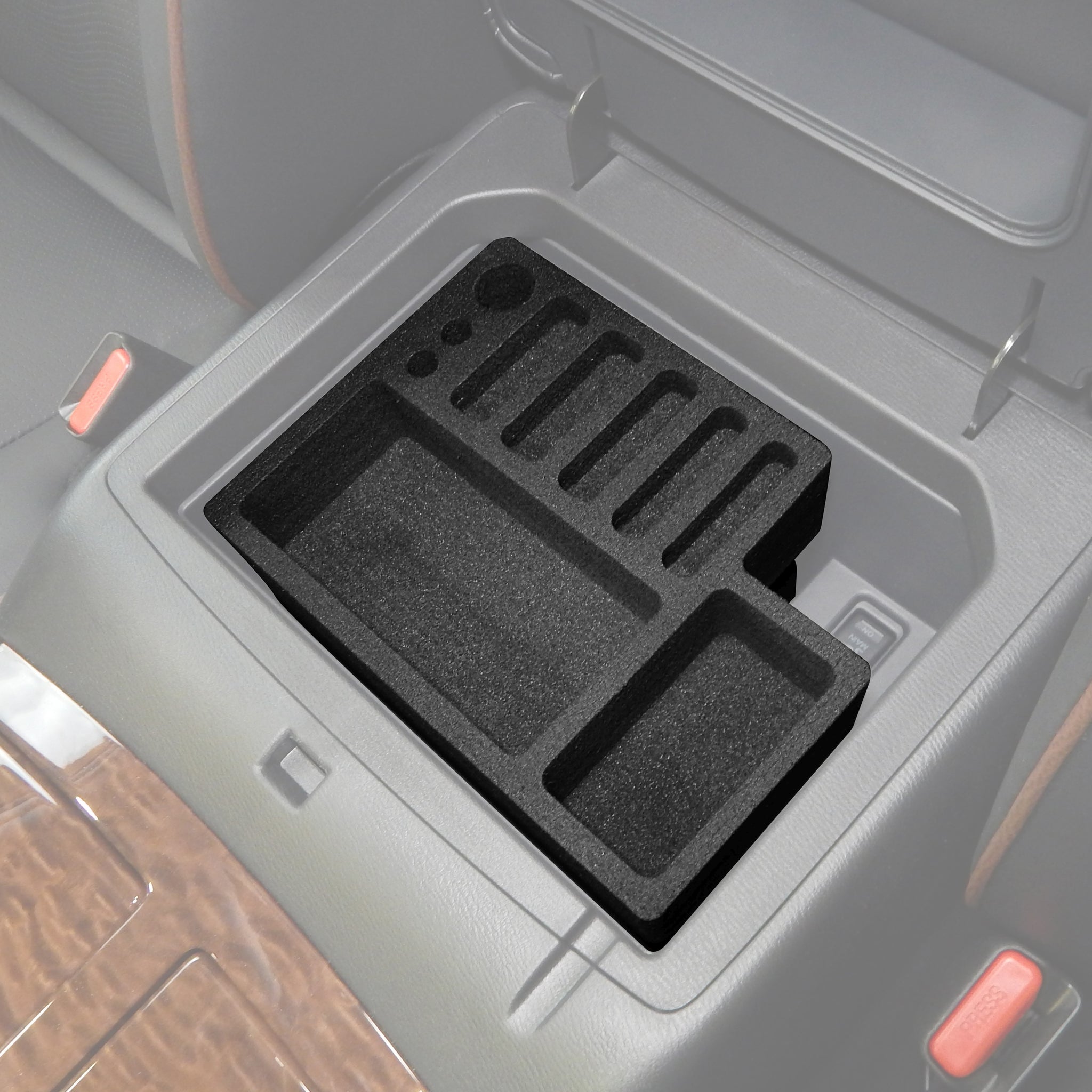 Red Hound Auto Center Console Organizer 2 Piece Stacking Set Vehicle Inserts Compatible with Nissan Armada 2017-2019 Black Anti-Rattle