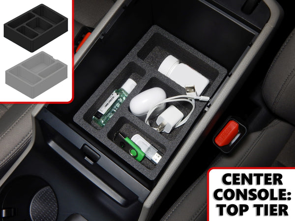 Red Hound Auto Center Console Organizer 2 Piece Stacking Set Vehicle Inserts Compatible with Hyundai Tucson 2016-2019 (Without Hand Brake) Black Anti-Rattle