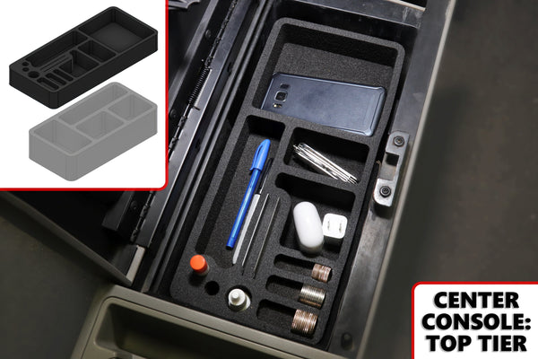 Red Hound Auto Center Console Organizer 2 Piece Set Vehicle Organizational System Inserts Compatible with Chevrolet Chevy GMC C1500 K1500 1988-1994, C2500 K2500 1991-1994 Black
