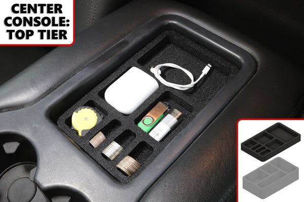 Red Hound Auto Center Console Organizer 2 Piece Set Vehicle Organizational System Inserts Compatible with Chevrolet Chevy GMC Silverado Sierra 1500 2500 2007-2013 for Fold Down Console Without Lid