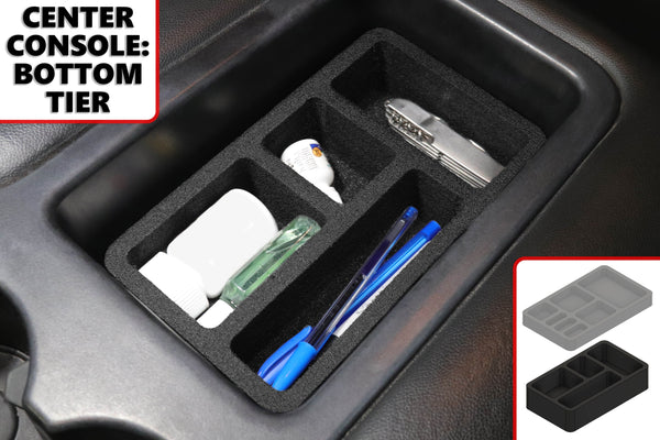 Red Hound Auto Center Console Organizer 2 Piece Set Vehicle Organizational System Inserts Compatible with Chevrolet Chevy GMC Silverado Sierra 1500 2500 2007-2013 for Fold Down Console Without Lid