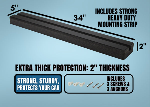 Red Hound Auto Garage Wall Protector Car Door Guard Thick Black Foam Padding with Polymer Insert Extra Deep Protection 2 Inch Thickness 34 Inches Wide Mounting Hardware Included