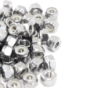 Red Hound Auto 50 Nylon Insert Lock Nut Set 1/4 Inch Diameter Hole Size for Bolt or Threaded Stud 304 SS Stainless Steel Corrosion Resistant 20 Standard Coarse Thread