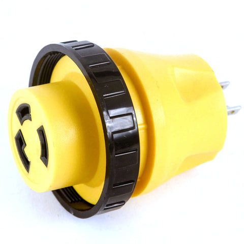 Red Hound Auto RV Electrical Locking Adapter 15A Male to 30A Female Locking Plug Connector