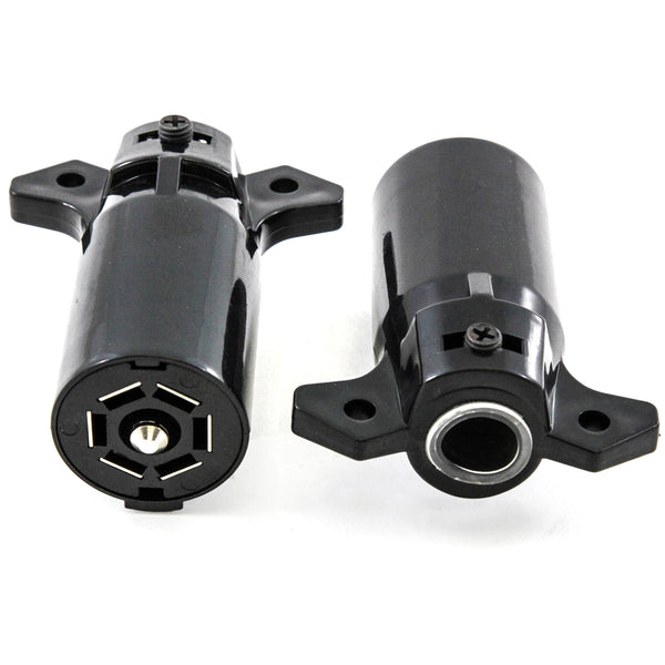 2 RV Style 7 Way Round Light Plug Connectors Trailer End