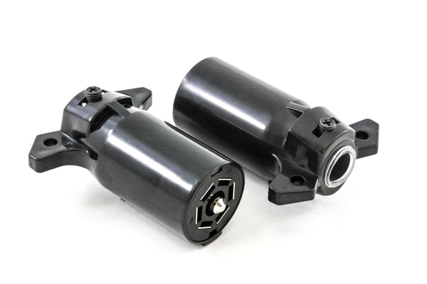 2 RV Style 7 Way Round Light Plug Connectors Trailer End