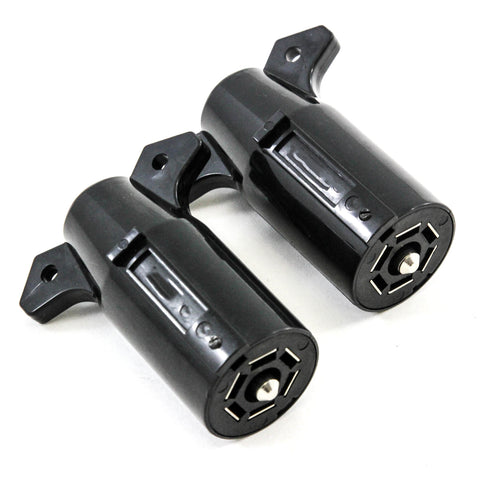 2 RV Style 7 Way Round Light Plug Connectors Trailer End