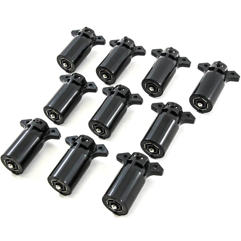 10 RV Style 7 Way Round Light Plug Connectors Trailer End