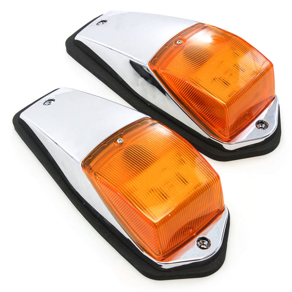 Set of 2 Cab Marker Lights Chrome with 31 Ultra Bright LED Lamps Compatible with Peterbilt Kenworth Freightliner Mack Roof Clearance Amber DOT Compliant