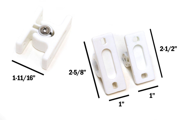Red Hound Auto 1 Adjustable Door Holder White Nylon Assembly for Sliding or Hinged Doors RV Truck Trailer Motorhome 2-5/8 and 2-1/2 Inches Long Complete Set