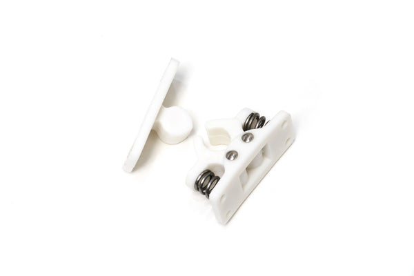 Red Hound Auto 2 Spring Loaded Door Holders White Nylon Assembly for Lockers and Entry Doors RV Truck Trailer Motorhome 2-1/2 Inches Long Complete Set