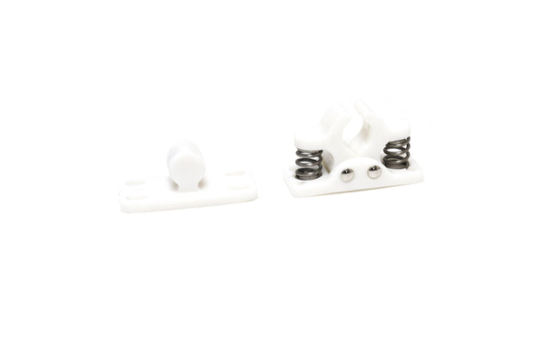 Red Hound Auto 2 Spring Loaded Door Holders White Nylon Assembly for Lockers and Entry Doors RV Truck Trailer Motorhome 2-1/2 Inches Long Complete Set