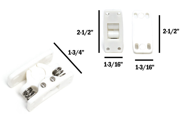 Red Hound Auto 2 Spring Loaded Door Holders White Nylon Assembly for Lockers and Entry Doors RV Truck Trailer Motorhome 2-1/2 Inches Long Complete Set