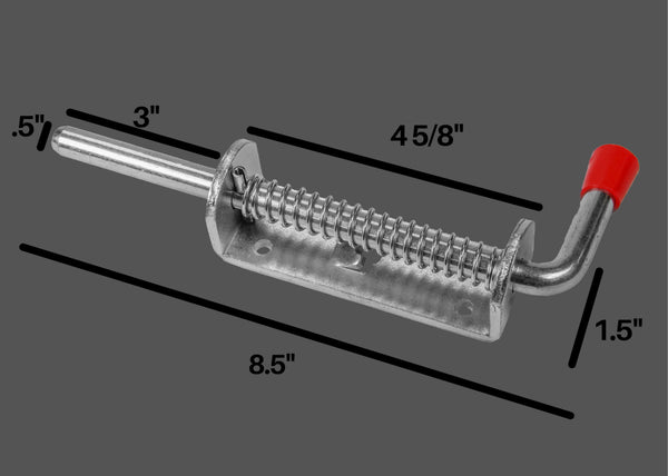Red Hound Auto 1 Pc Metal Lock Barrel Bolt Spring Loaded Latch Extra Large 8.5 Inches Long w Grip Heavy Duty Zinc Coated Steel