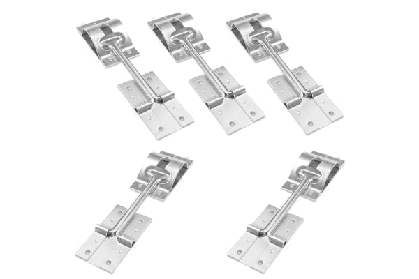 Red Hound Auto 5 Metal T-Style Door Holder Entry Door Catches 4 Inch Long Compatible with RV Trailer Camper Exterior Door Hold Hook & Keeper Hardware Zinc Plated Steel