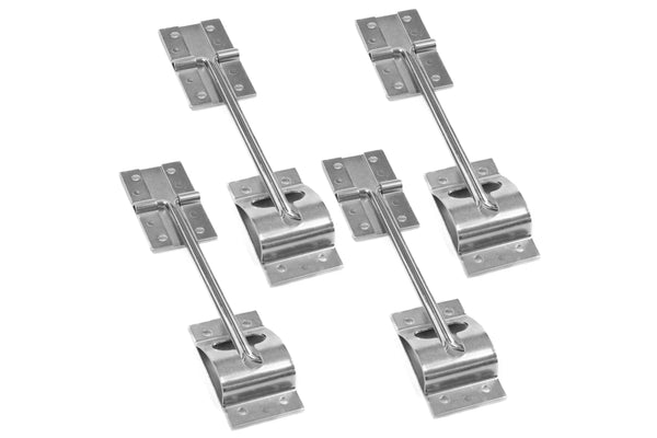 Red Hound Auto 4 Metal T-Style Door Holder Entry Door Catches 6 Inch Long Compatible with RV Trailer Camper Exterior Door Hold Hook & Keeper Hardware Zinc Plated Steel