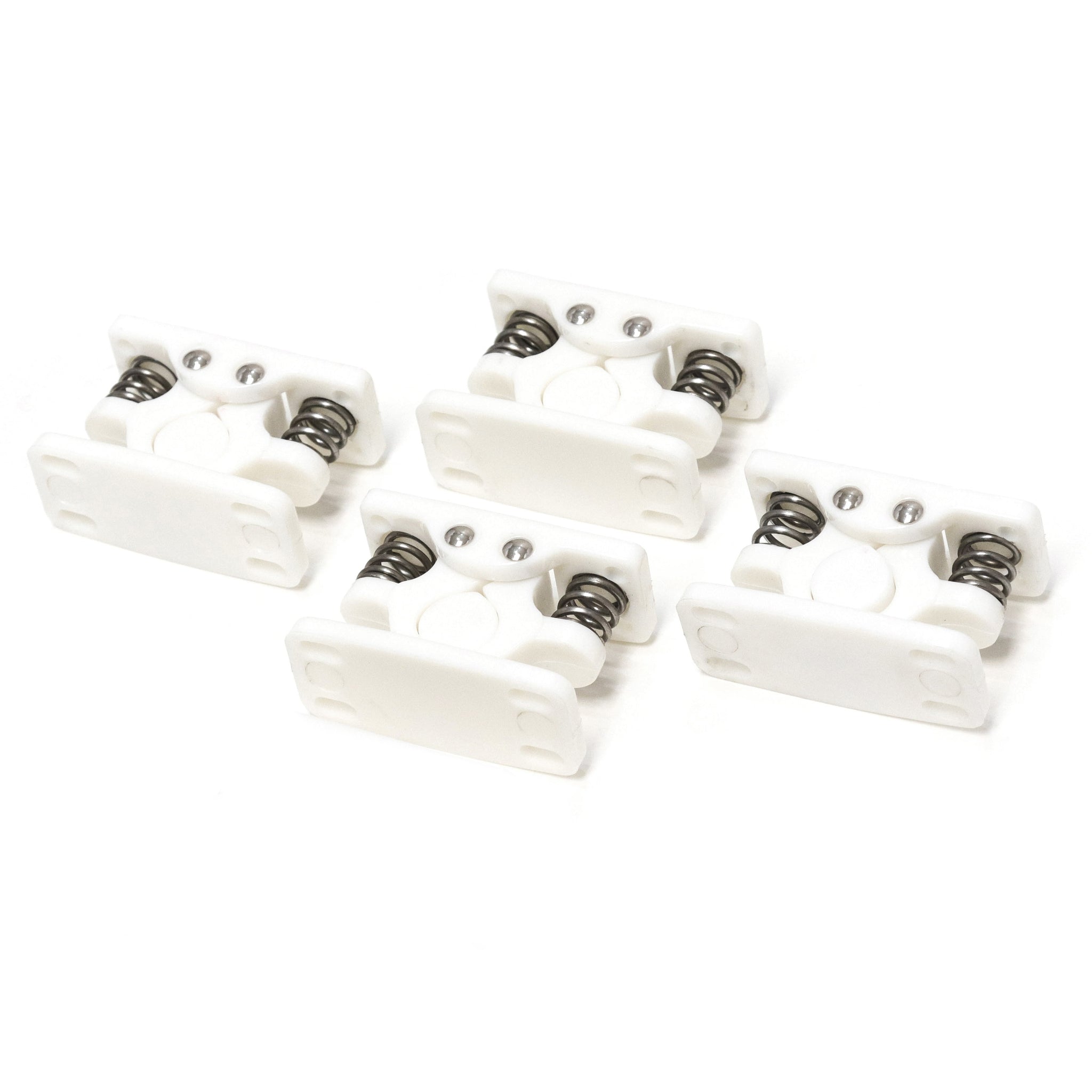 Red Hound Auto 4 Spring Loaded Door Holders White Nylon Assembly for Lockers and Entry Doors RV Truck Trailer Motorhome 2-1/2 Inches Long Complete Set