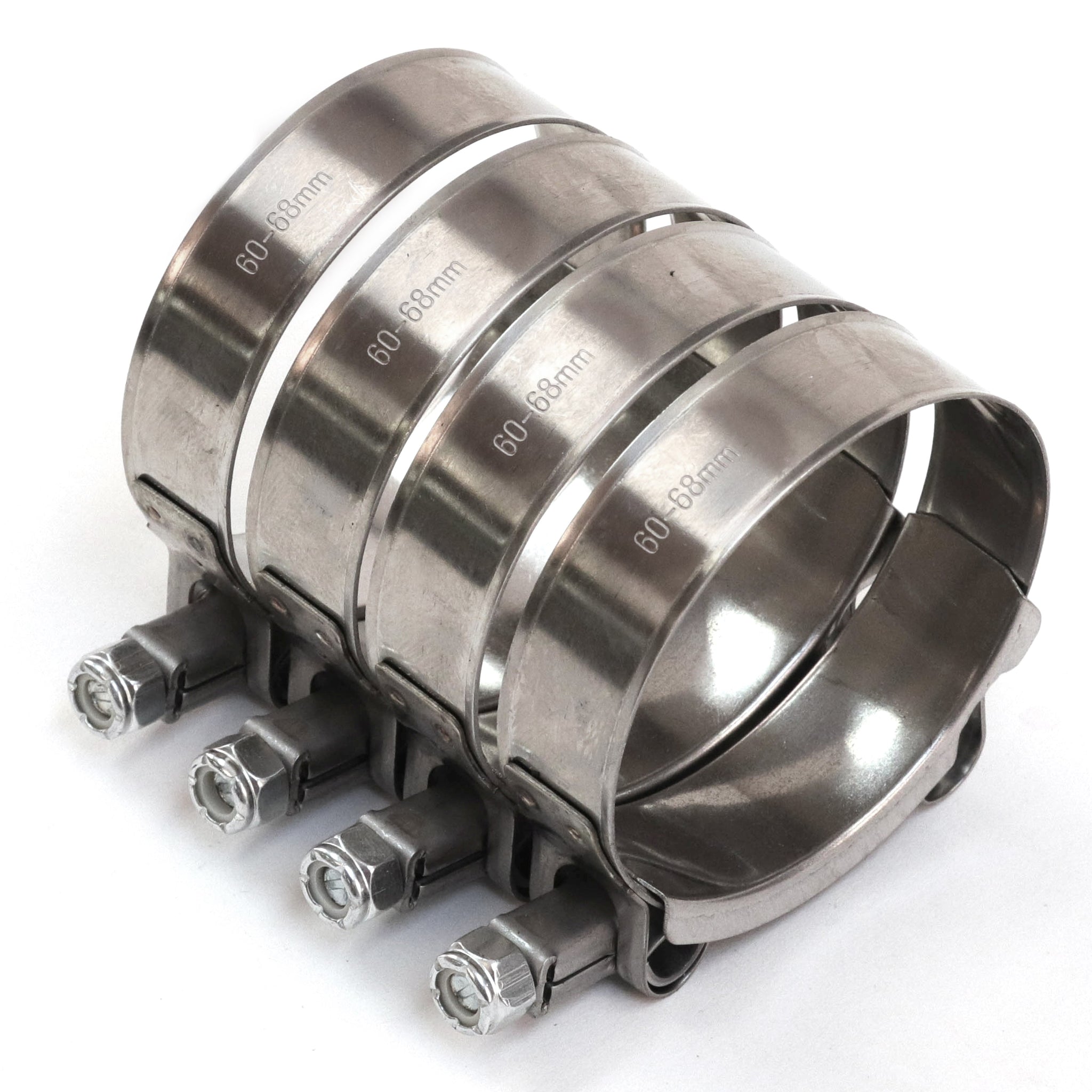 4 Red Hound Auto Premium 304 Stainless Steel T-Bolt Turbo Silicone Hose Clamps 2.5 Inches 60-68mm