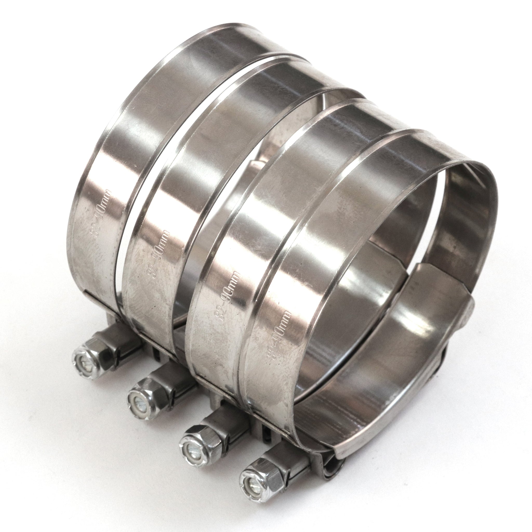 4 Red Hound Auto Premium 304 Stainless Steel T-Bolt Turbo Hose Clamps 3.5 Inches 82-90mm