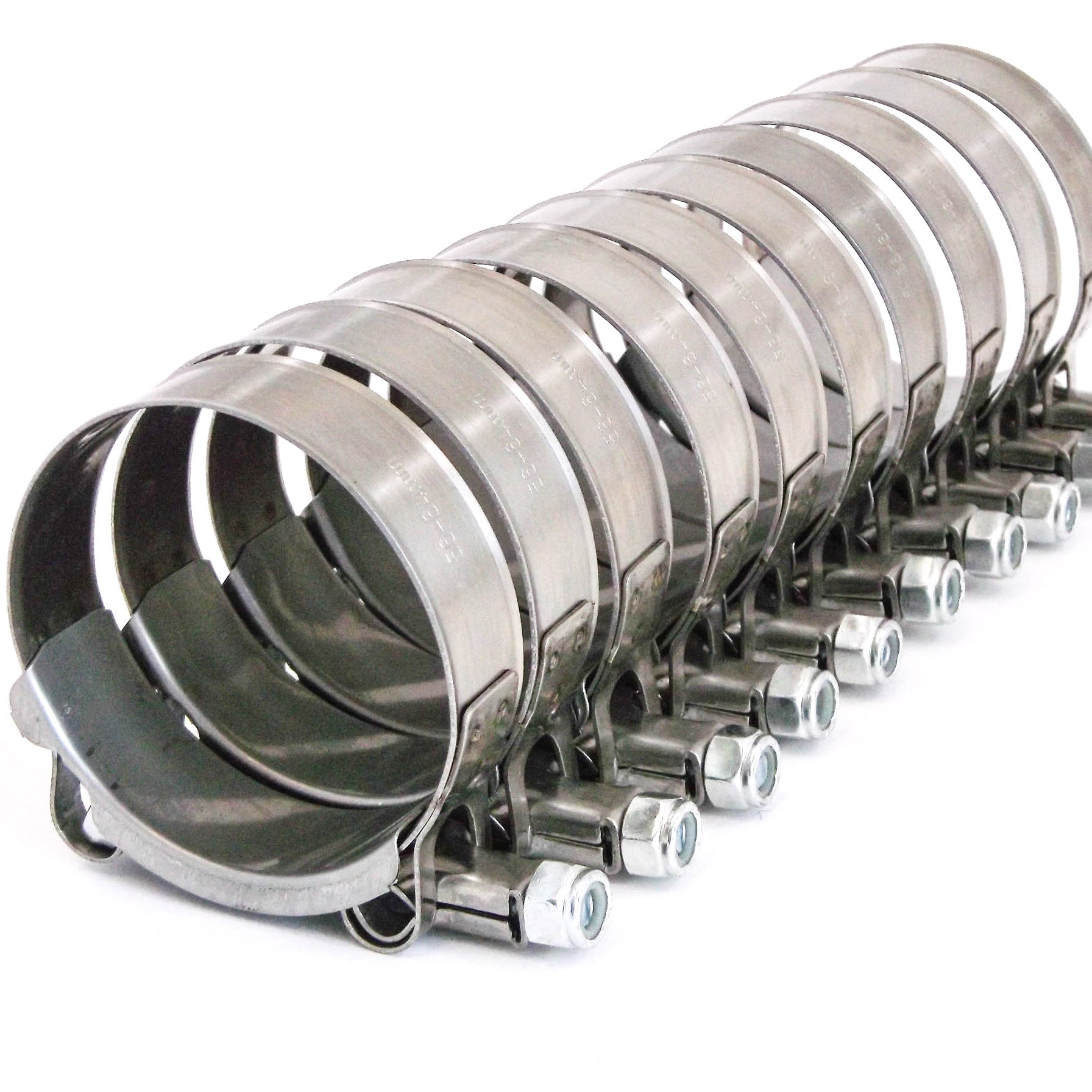 10x Premium 304 Stainless Steel T-Bolt Turbo Silicone Hose Clamp 2.25 Inches 56-64mm