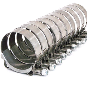 10x Premium 304 Stainless Steel T-Bolt Turbo Silicone Hose Clamp 2.25 Inches 56-64mm