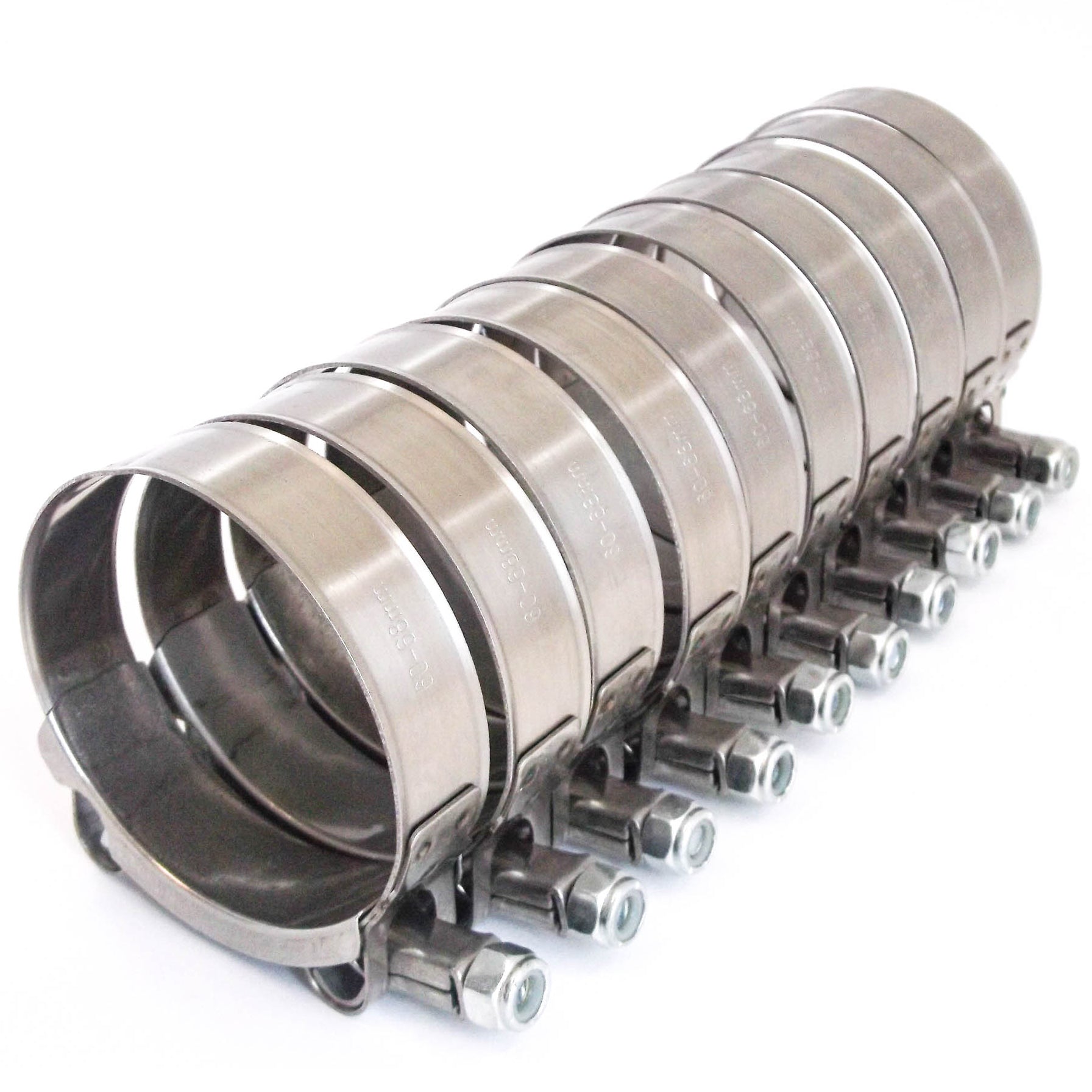 10x Premium 304 Stainless Steel T-Bolt Turbo Silicone Hose Clamp 2.5 Inches 60-68mm