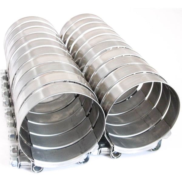 20x Premium 304 Stainless Steel T-Bolt Turbo Silicone Hose Clamp 3 Inches 72-80mm