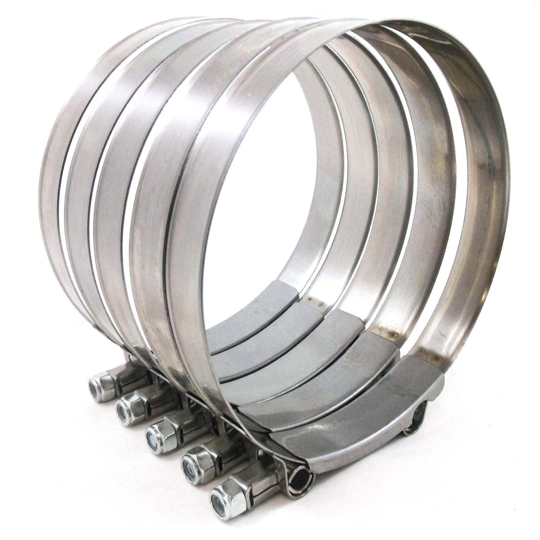 5x Premium 304 Stainless Steel T-Bolt Turbo Silicone Hose Clamp 5 Inches 127-135mm