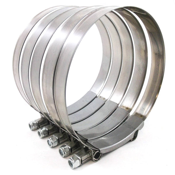5x Premium 304 Stainless Steel T-Bolt Turbo Silicone Hose Clamp 5 Inches 127-135mm
