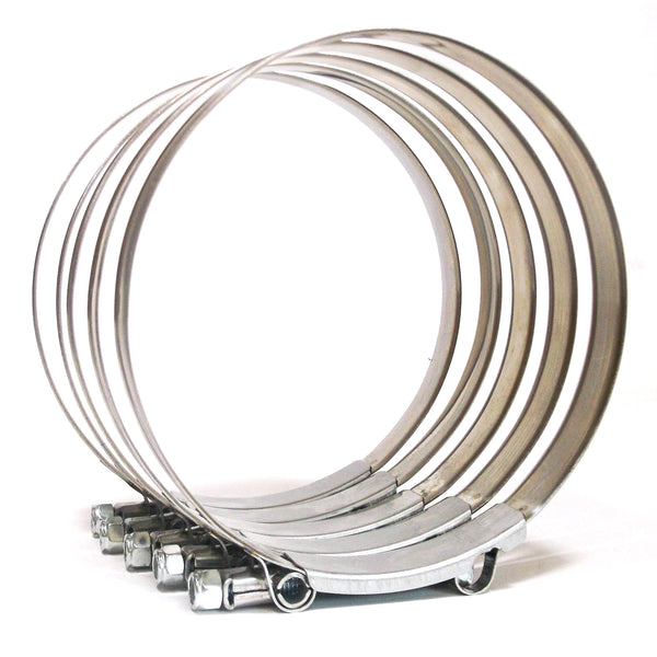 5x Premium 304 Stainless Steel T-Bolt Turbo Silicone Hose Clamp 5.5 Inches 140-148mm