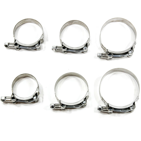 1 ea Premium 304 Stainless Steel T-Bolt Turbo Silicone Hose Clamp Variety 6pc